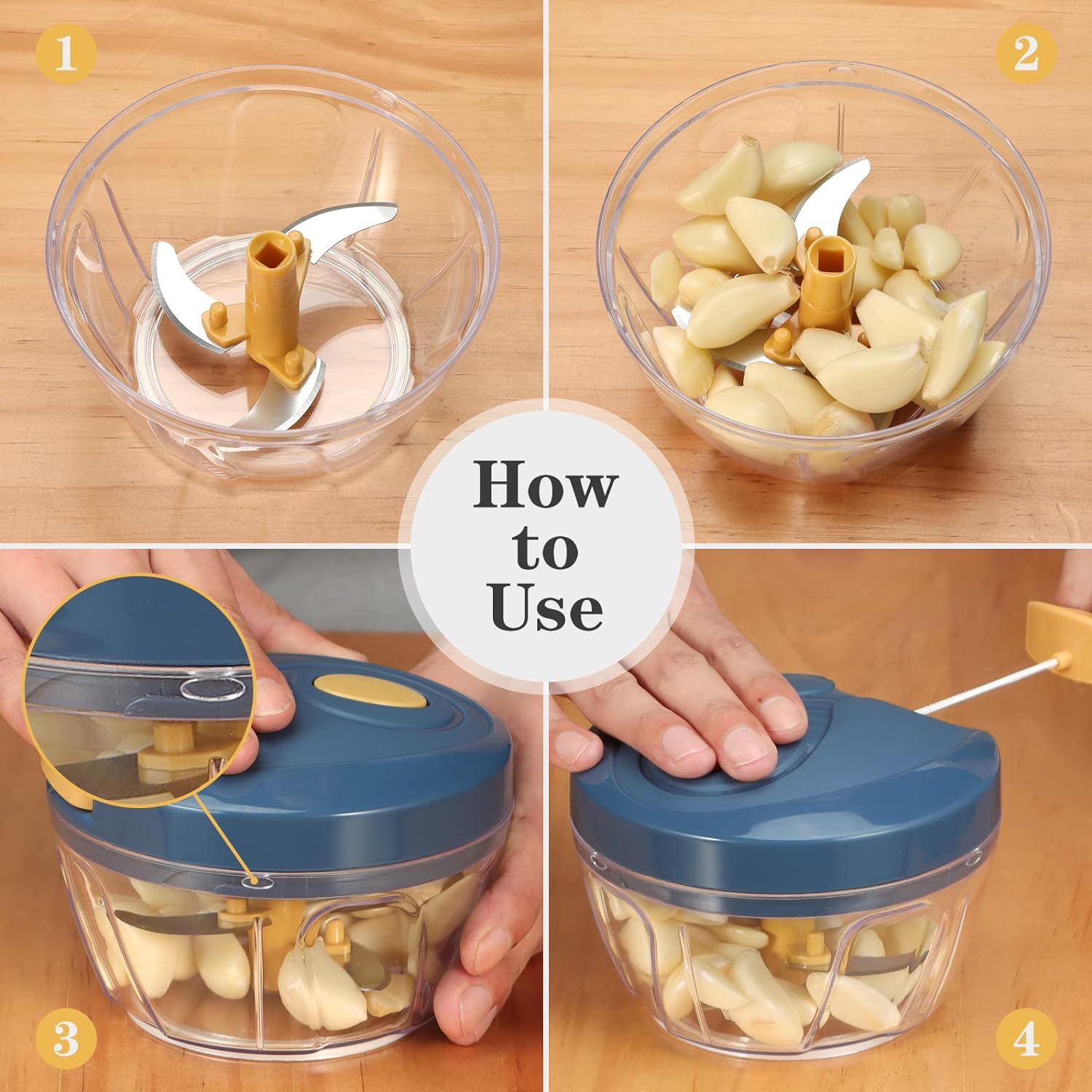 Manual Food Chopper, Vegetable Cutter, Chopper, Hand String Chopper, Smoothie Blender -900ml Manual Food Chopper, Vegetable Cutter, Chopper, Hand String Chopper, Smoothie Blender -900ml
